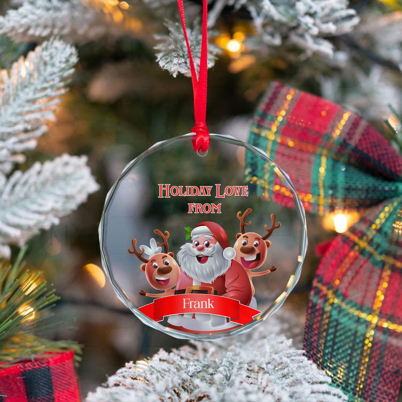 Holiday Love from Christmas Santa | Spread Cheer and Joy | Glass Ornament